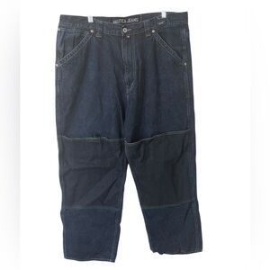 Vintage Y2K Wide Leg‎ Baggy Jeans Large Cargo Pocket Size 40X32 Hip Hop Skater